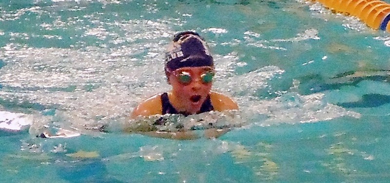 Taylor Sheppard gives it her all in and set a new personal best time in the 50m breaststroke at the Northern Age Group Regional meet held at Edmonton&#8217;s Kinsmen Sports
