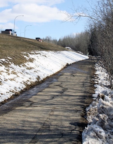 This section of the Rotary Way trail that runs along the south side of Highway 55 on the east hill is where students would like to see lights installed to make it safer and