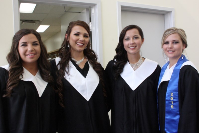 Grassland School&#8217;s graduating class of 2015 (l-r) Shyan Hrynyk, Mackenzie Grygus, Payton Tymo, Marina Chopoidalo