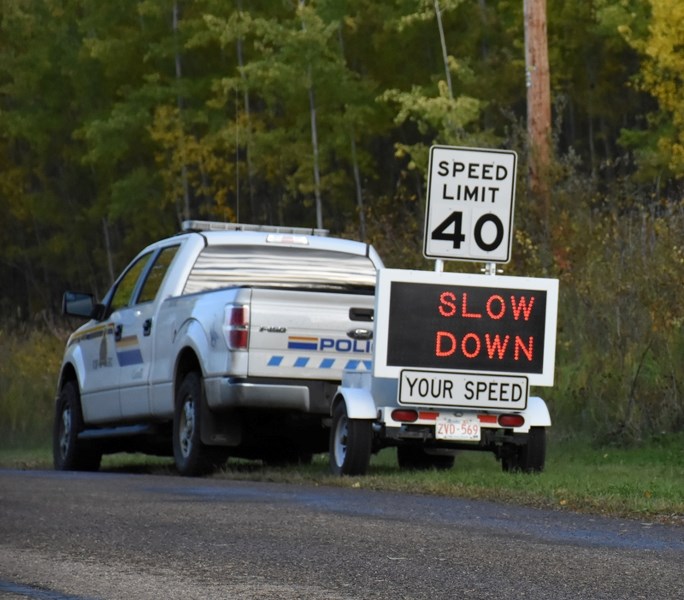 A pair of speed trailer were parked on High School Hill and Hees Estates last week. The trailers are meant to remind drivers to slow down.