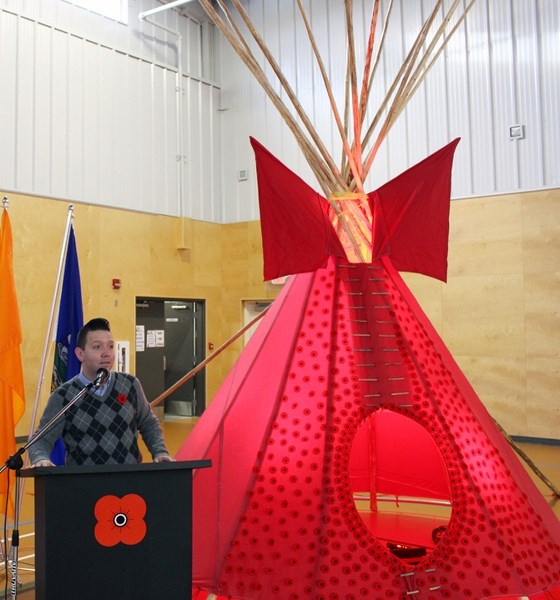 Lance Cardinal was the MC for the first-ever Remembrance Day ceremony in Calling Lake Nov. 11.