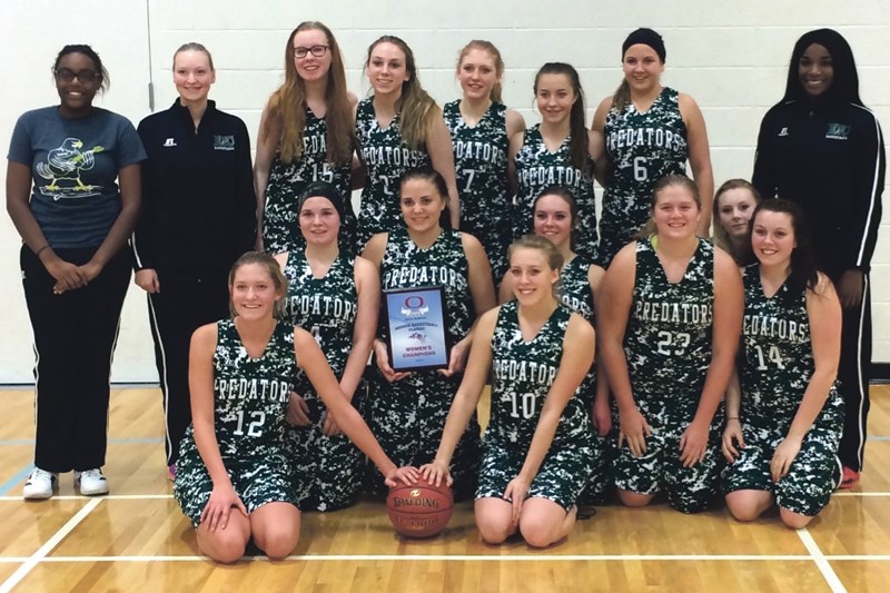 EPC&#8217;s senior girls basketball team pose with their plaque after winning the Lillian Osborne Senior Basketball Classic Saturday. Back row, L-R: Ru Madamombe, Abigail