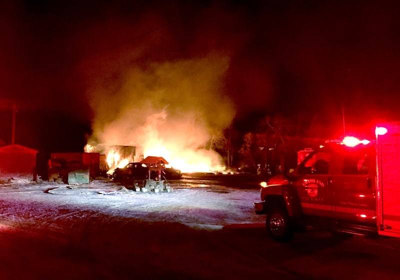 The scene of the Dec. 16 fire that destroyed the old Donatville service station. Both the Grassland and Boyle fire departments arrived on scene after receiving the call at