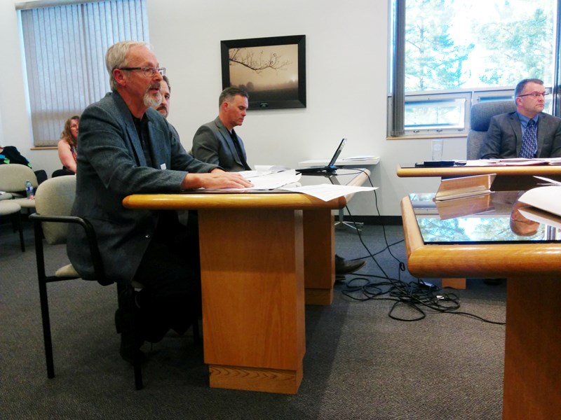 (L-R) Aspen View board chair Dennis MacNeil, communications director Ross Hunter, and EPC assistant principal and school project liaison Sean Morrison spoke to town council
