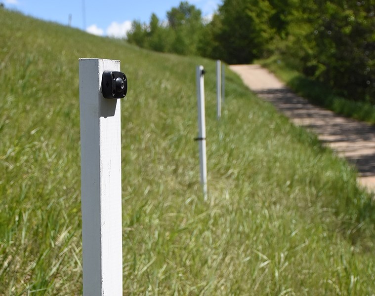 Only the stand remains on this lightpost after vandals stole the solar panel and power box two or three days after it was installed May 26 for the Lights for Lee project, in