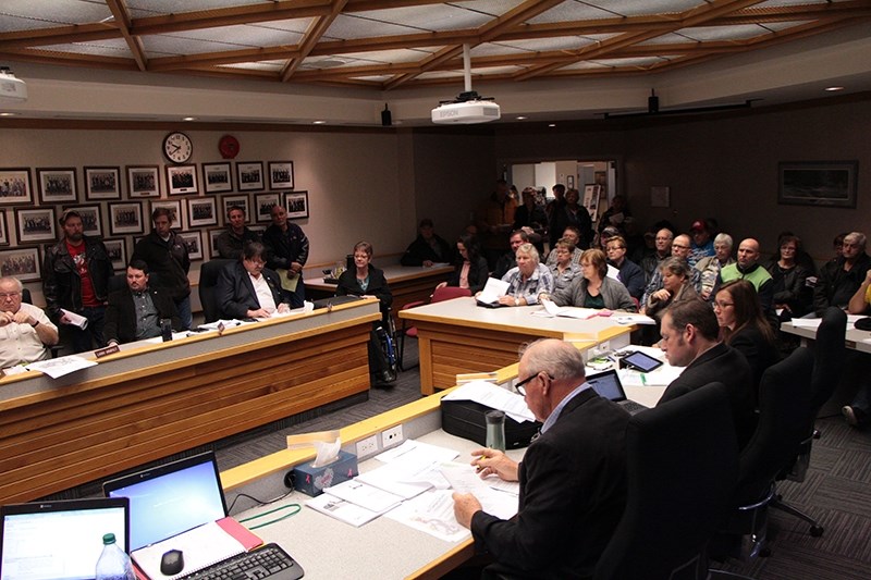 Athabasca County chambers were packed on Oct. 27, as council held a public hearing for the Land Use Bylaw, Municipal Development Plan and temporary camping bylaw.