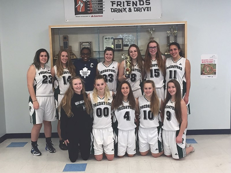 The Edwin Parr Composite high school women&#146;s basketball team competed in an Edson tournament Jan 6-7, taking home a gold medal. (Back, L-R) Hannah Seaton, Taylor Pente,