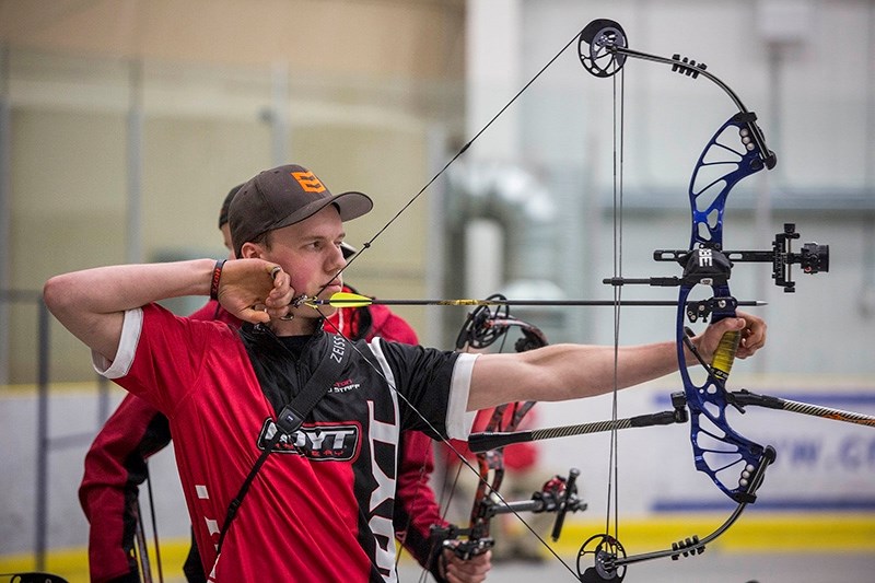Colton Gustafson during his final round of shooting during the 2017 Canadian 3D Archery Championships April 15-16, where he finished second overall.