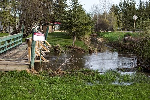 High water levels from an unnamed creek located near Baptiste Drive temporarily flooded the South Baptiste Lake Campsite and surrounding area May 18.