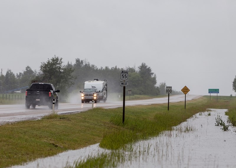 Highway 55 just east of Athabasca during the huge storm of July 24.