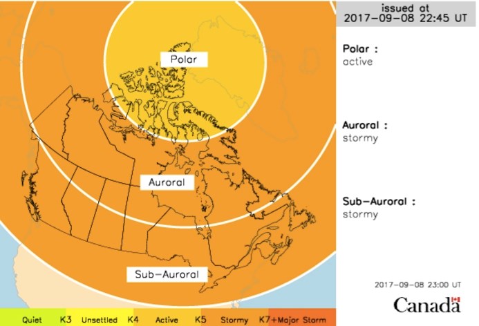 A look at the magnetic storm forecast last week across Canada.