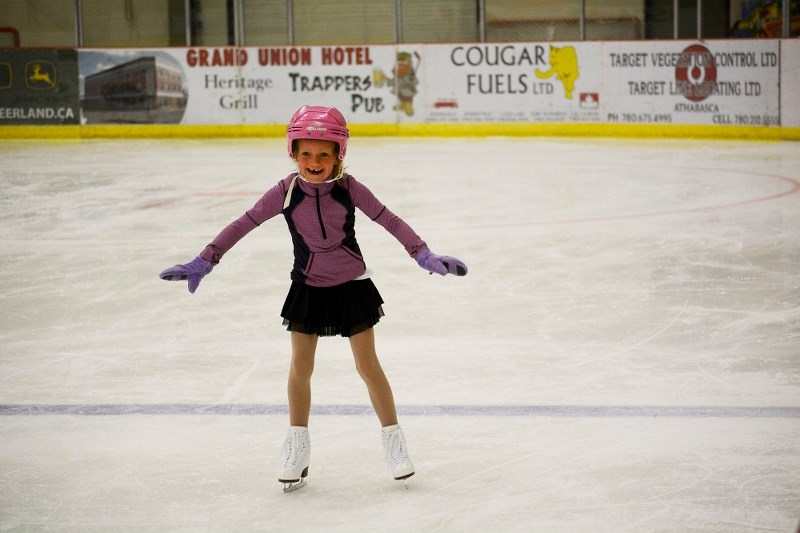 Lainey Gray has her first skating lesson of the season at the Athabasca Regional Multiplex Sept. 11.
