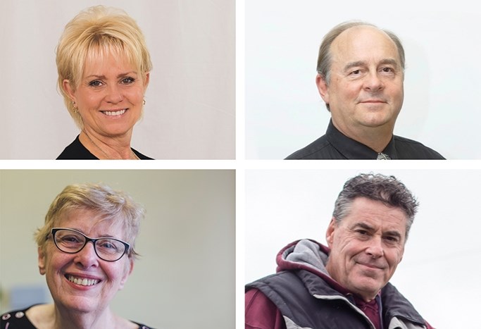 There are four candidates running to be the new mayor of the Town of Athabasca. (Clockwise, from top-left) Laurie Bonell, Roger Morrill, Colleen Powell and Robert Woito are