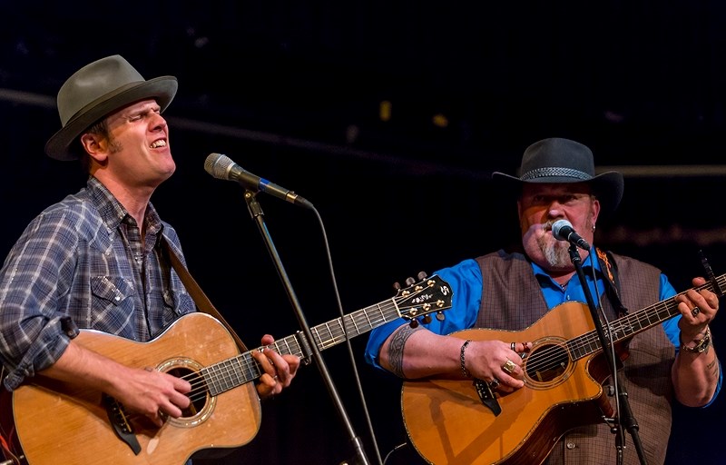Dave Gunning and JP Cormier perform at the Nancy Appleby Theatre Sept. 1 for the Heartwood Folk Club&#8217;s 20th anniversary and season opening show.