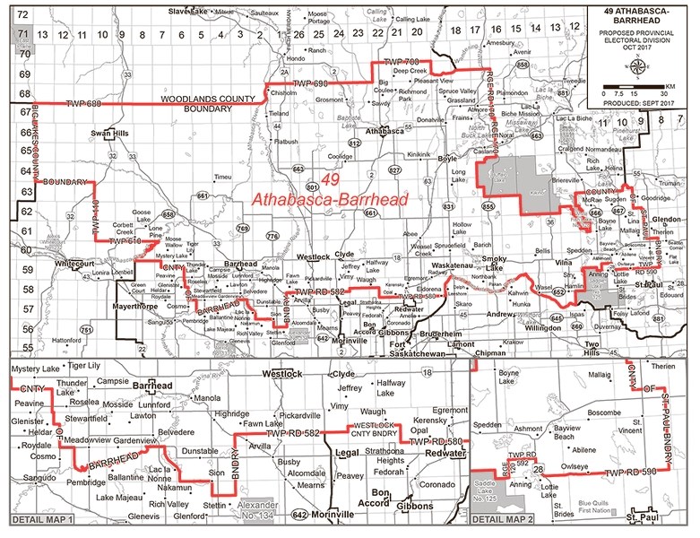 Athabasca, Westlock, Smoky Lake, Thorhild and Barrhead counties – the Alberta Electoral Boundaries Commission has released a report recommending they are all part of one