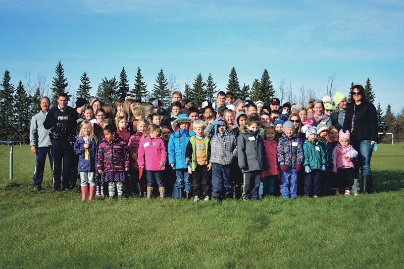 The ground was wet but the sun was warm as Grassland School started their Terry Fox Run-Turkey Trot Oct. 20, raising money for cancer research.