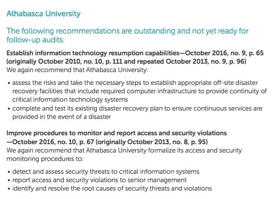 Alberta&#8217;s Auditor General&#8217;s report released in October raised the same issues that came up in October 2016, 2013 and 2010 – noting the disaster recovery plan and