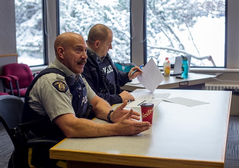 Athabasca RCMP officers Ty Roddick-Ament and Dale Bereza speak to Athabasca County council.