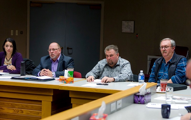 (L-R) Village of Boyle councillors Shelby Kiteley and Patrick Ferguson, Mayor Colin Derko and chief administrative officer Charlie Ashbey attended a joint council meeting
