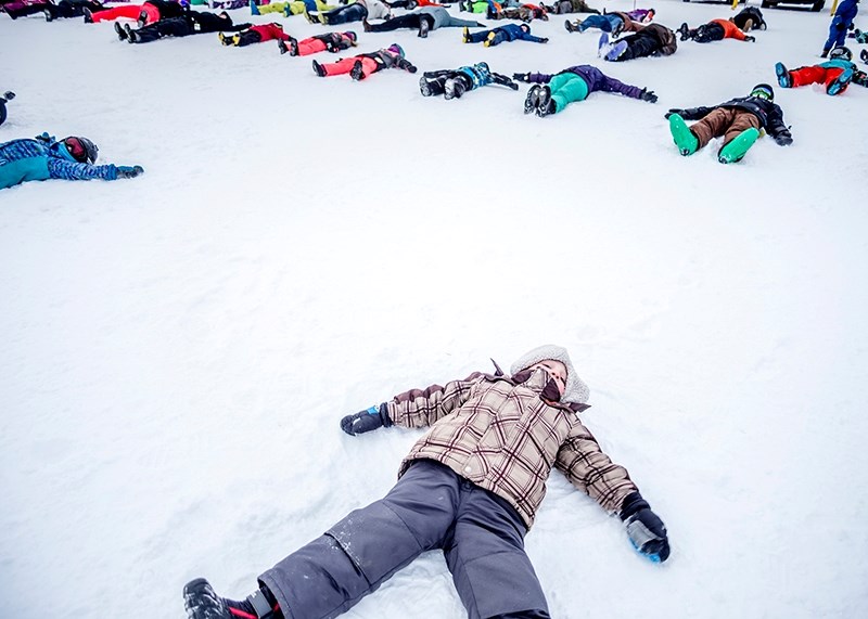 Canadian Ski Patrols across Canada co-ordinated efforts Feb. 4, 2017 in attempt to break the snow angel world record. The 12th Zone Mountain Division Ski Patrol participated