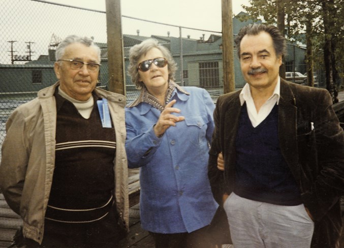  Nick Evasiuk (left) stands alongside Nettie Evasiuk and George Ryga (right). According to Gina Payzant, the couple was vacationing alongside George Ryga and his wife in British Columbia in 1986.