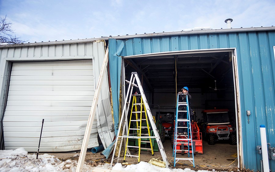 Crews were at the Canada Post office in Colinton on the morning of March 20, after a vehicle crashed into the building March 19.