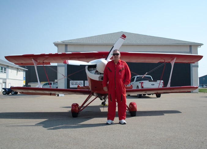  Pendrak stands by his Skybolt at the Edmonton Airshow Aug. 18 before performing.