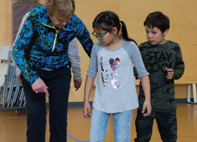  Ingrid and Dale Law tried to teach line dancing to Jersey Johnson and Mekwan Duperron.