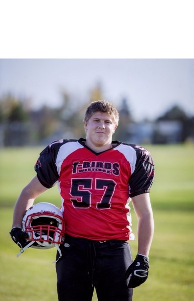 Barrhead resident Tristin Gross, pictured here in his Westlock Thunderbirds colours, participated in a Football Alberta Super Weekend camp and earned himself a spot among the 