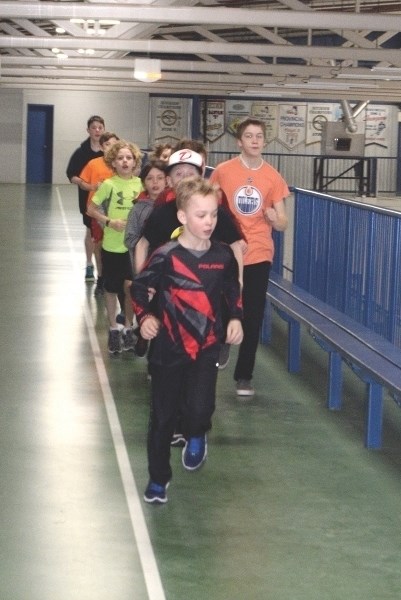 Barrhead Elementary School&#8217;s indoor track team made an appearance at Winter Walk Day as part of their regular practice routine. The team is preparing for the Running