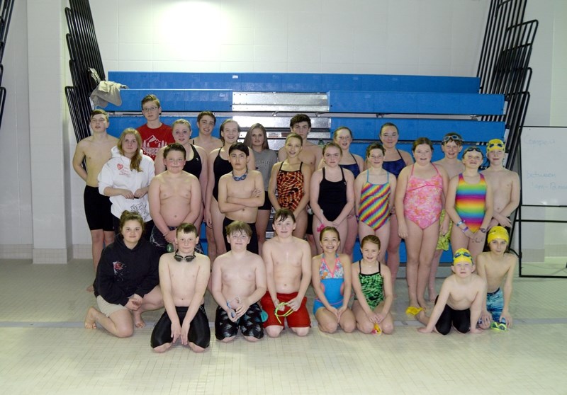 Members of the Barrhead Swim Club pose for a group picture after the second day of its Swim-A-Thon. Over the two days club members swam a total of 181.35 kms.