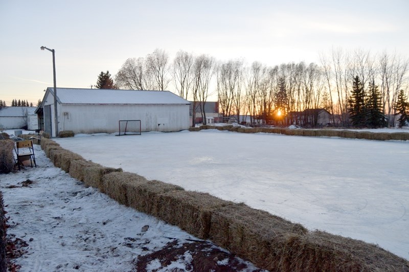 Neerlandia residents might be able to skate on a brand new ice rink next winter thanks to the efforts of the Neerlandia Sports Committee. Pictured here is the temporary ice