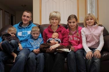 The Rentz family with their new addition, New Year&#8217;s baby Kale. L-R, Liam, Terry, Kayden, Jennifer and Kale, Ashlyn and Raelyn. Kale was born at 3:36 p.m. on New