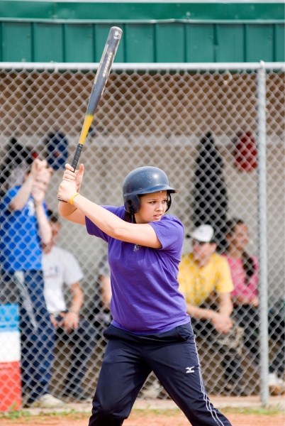 Hayley Gottschalk concentrates as she waits with eager anticipation for the pitch.