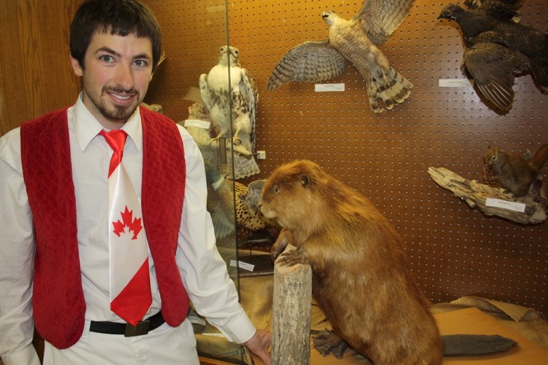 Sheldon&#8217;s kingdom: Sheldon King by a display cabinet showing a beaver, the national symbol of Canada, during Canada Day.