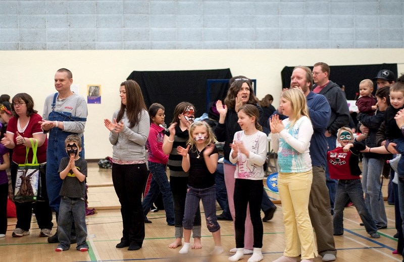 Parents and children alike were having a blast in the Barrhead Elementary School gym as Footworks Dance Academy led the crowd in a fun round of the chicken dance during