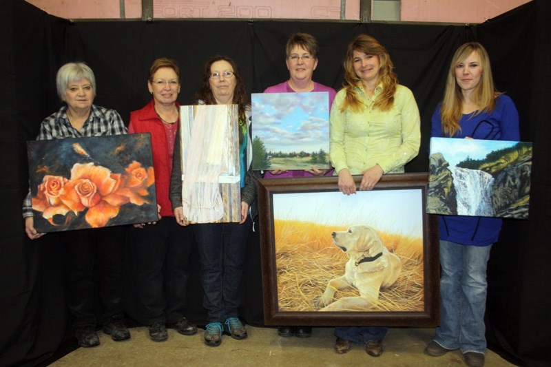 Six of the best: Pictured, left to right, are Maureen Flinn, Linda Corbett, Laura Cox, Marilynn Jeffery, Tammy Taylor and Megan Leah Pederson. The six artists are going to