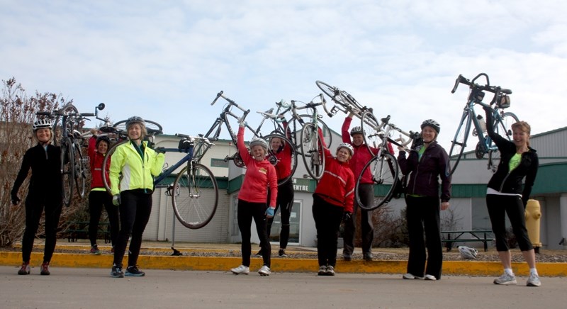 Go the distance with us! Women on Wheels members are Jeanette Bosma, Margaret Osborne, Lois Schulz, Colleen Bauer, Tonya Card, Diane Sutherland, Fran Miedema, Dagma Visser