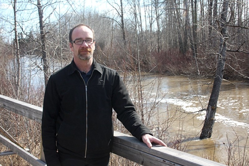 Skating dream: Barrhead Town councillor Don Smith pictured by the Paddle River last week.