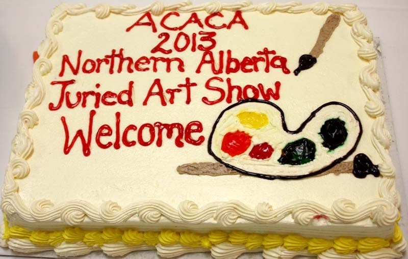 A big celebratory cake greeted visitors to the ACACA Northern Zone Show hosted by Barrhead Art Club between Friday and Sunday. The exhibition was held at the Seniors Drop-in