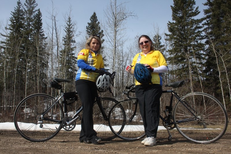Dynamic duo: Diane MacDougall (left) and Janet Anderson have been training for a 200-kilometre bike ride, which will help the fight against cancer.