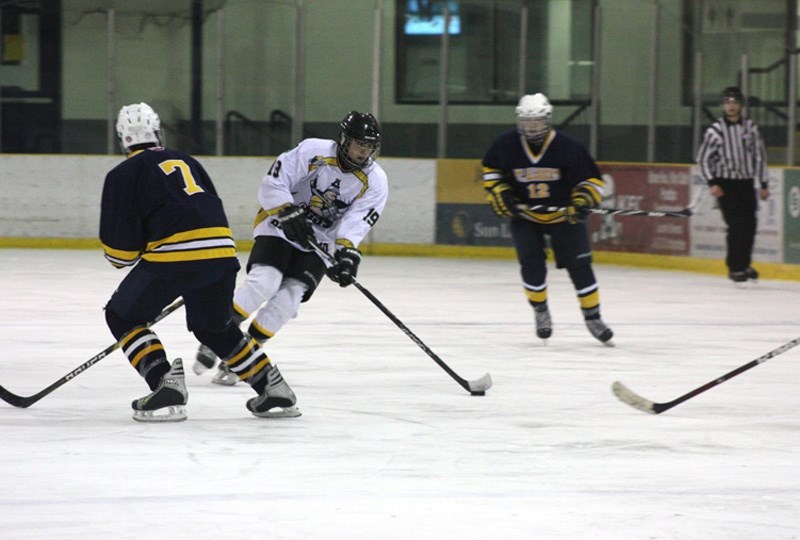 Jordan Boulerice brings the puck down the ice during the Steeler &#8216;s season last year, when the team was crowned as the tier two champions.