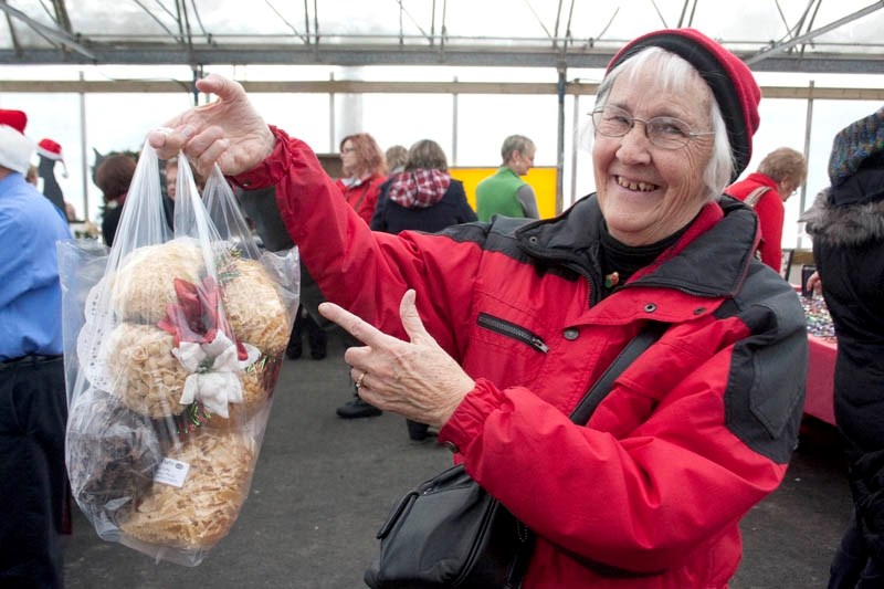 Look what I &#8216;ve got! Lois Mortimer could not have been happier with her bag of homemade pasta.