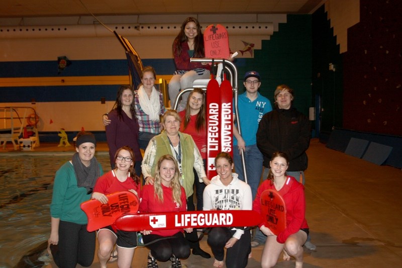 Barrhead &#8216;s life saving team: Pictured are Ashleigh Novikoff, Rachelle Tiemstra, Nancy Acevedo, Alixandra Birnie, Sierra Busch, Jordan Caseley, Andrew Millar, Gabrielle 