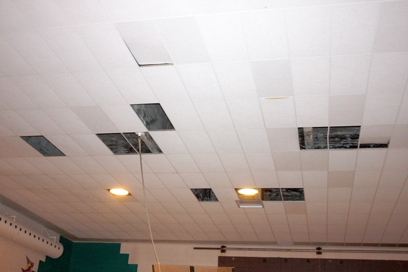 About 20 tiles are missing in the ceiling above the swimming pool. It creates a shoddy impression when teams from around the area visit Barrhead for swim meets.