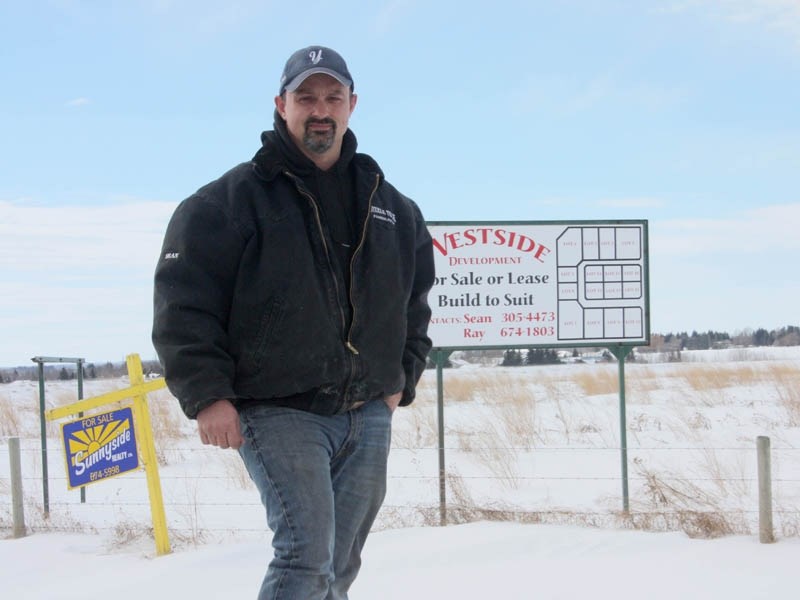 Lots of lots available: Businessman Sean Steele pictured by his land on Highway 33 on the north side of Barrhead. The site contains 16 lots, starting with an asking price of