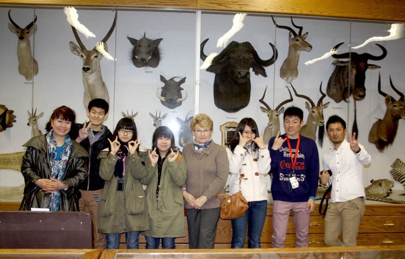 Pictured during a tour last Wednesday of Barrhead Centennial Musuem are interpreter Miwa Nakadai, students Tatsushi Kanamaru, Yui Azuma, Reina Kyoya, the museum &#8216;s Anna 