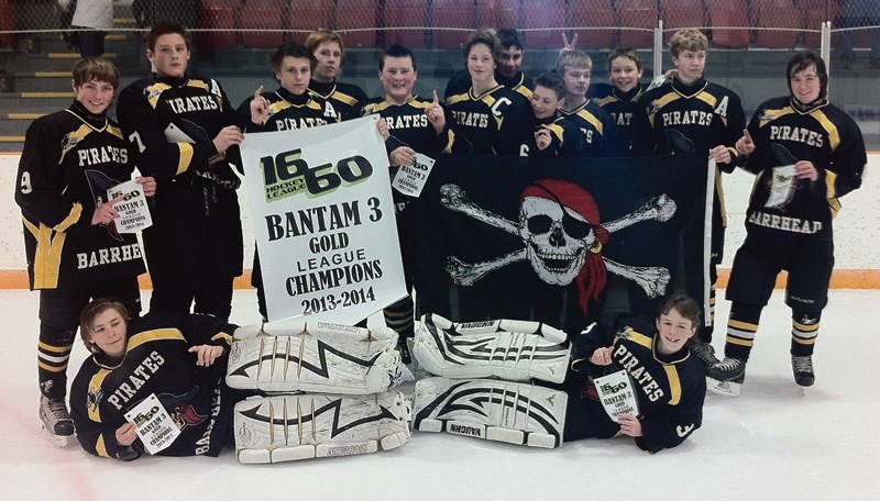 The Barrhead Bantam Pirates were named the champions of the 1660 league when they conquered the Vegreville Wranglers in the gold medal series over the weekend. The boys won