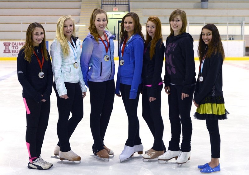 Barrhead Figure Skating Club members Emma Albers, Alyssa Albertson, Katie Magill, Deanna Klein, Amanda Horner, ShayLynn Sanderson, and Emma Botros competed in the North Peace 