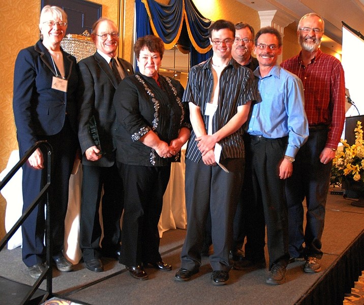 From left: Aurelia Spronk, Barrhead Co-op president George Andrews, Co-op board director Cathy Dezaeyer, Andrew Spronk, Barrhead Co-op food manager Kevin Steeves, Barrhead